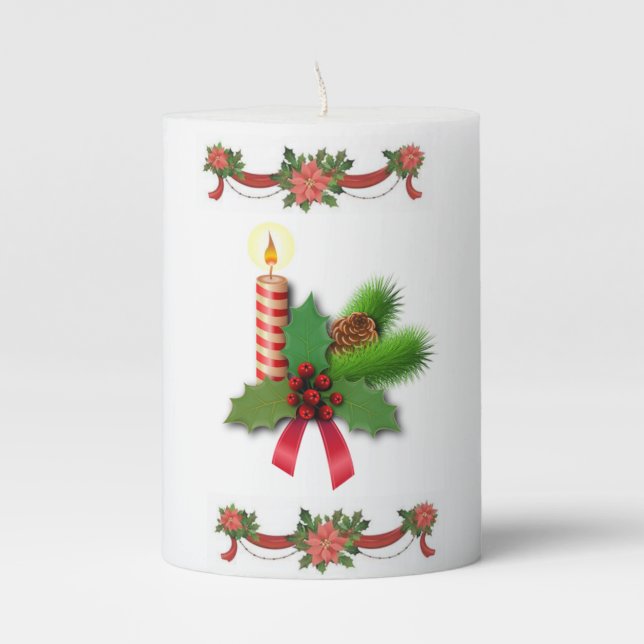 Christmas Pillar Candle, Christmas Candle (Front)