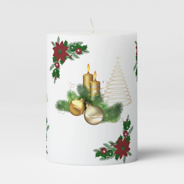 Christmas Pillar Candle, Christmas Candle (Front)