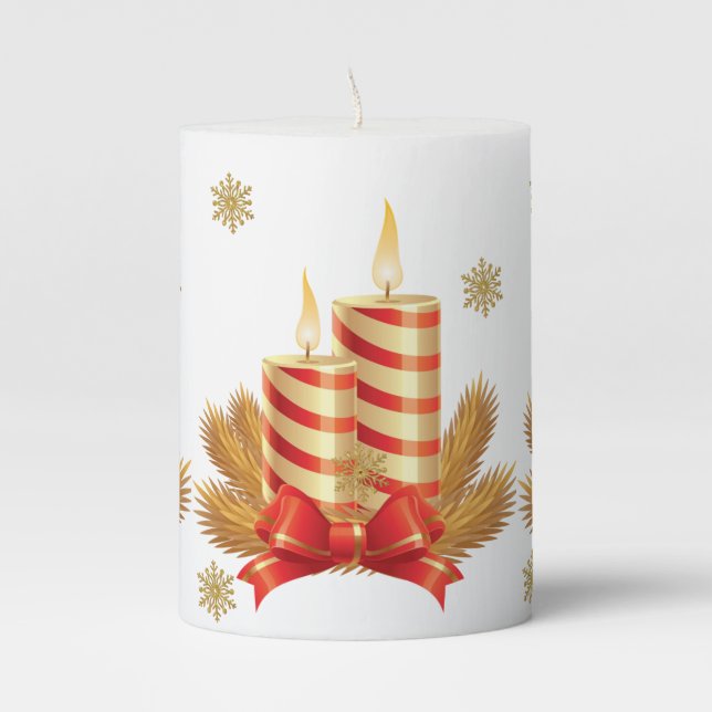 Christmas Pillar Candle, Christmas Candle (Front)