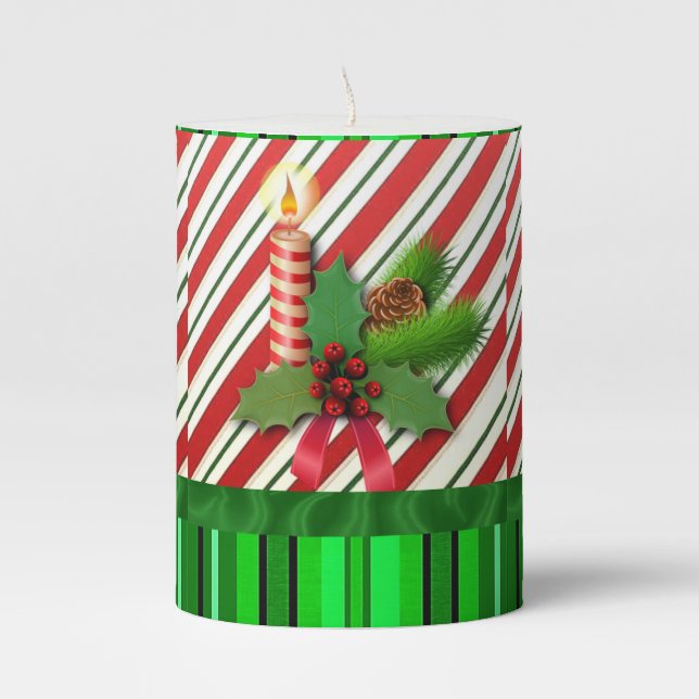Christmas Pillar Candle, Christmas Candle (Front)