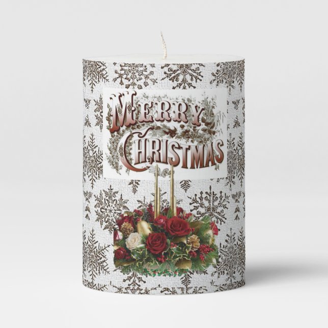 Christmas Pillar Candle, Christmas Candle (Front)