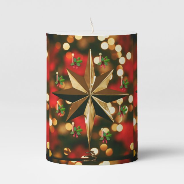 Christmas Pillar Candle, Christmas Candle (Front)