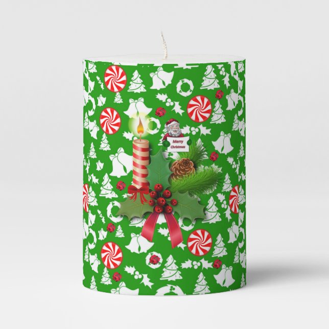 Christmas Pillar Candle, Christmas Candle (Front)