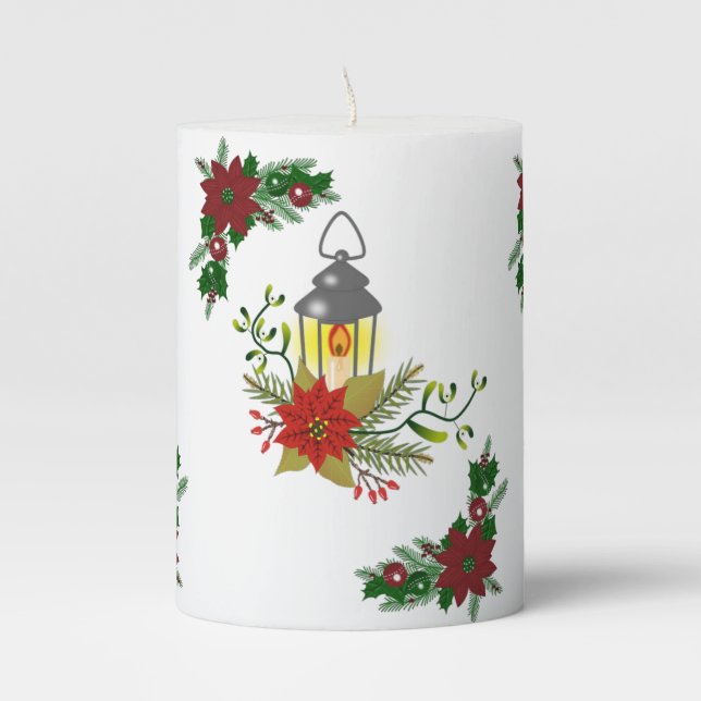 Christmas Pillar Candle, Christmas Candle (Front)