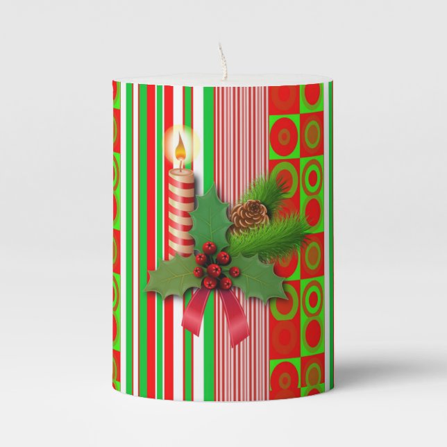 Christmas Pillar Candle, Christmas Candle (Front)