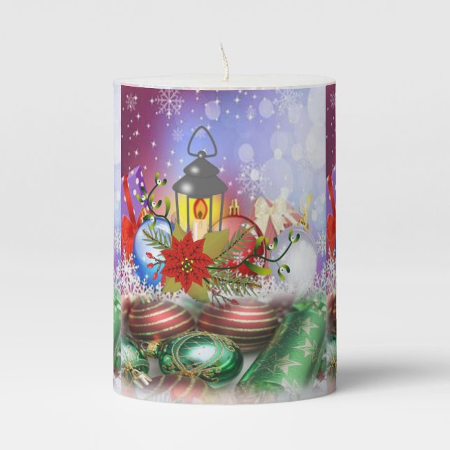 Christmas Pillar Candle, Christmas Candle (Front)