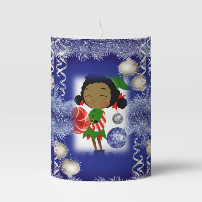 Christmas Pillar Candle, Elf Candle (Front)