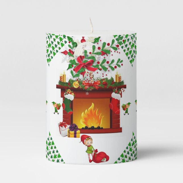 Christmas Pillar Candle, Elf Candle (Front)