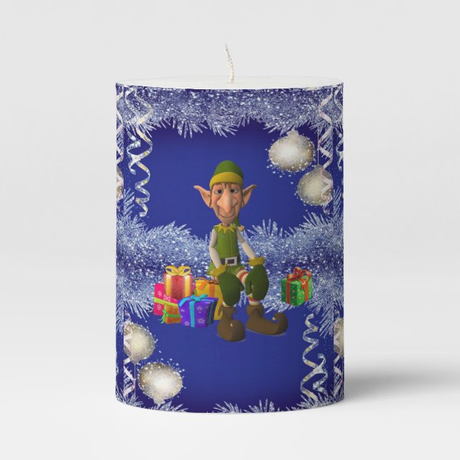 Christmas Pillar Candle, Elf Pillar Candle (Front)