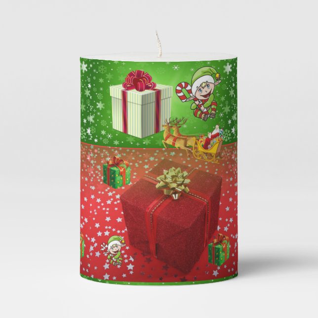 Christmas Pillar Candle, Elf Pillar Candle (Front)