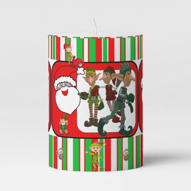 Christmas Pillar Candle, Elf Pillar Candle (Front)
