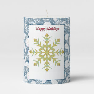 Christmas Pillar Candle, Happy Holidays Candle