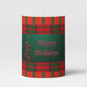 Christmas Pillar Candle, Happy Holidays Pillar Candle