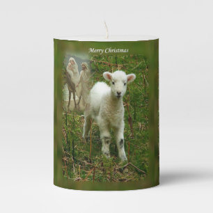 Christmas Pillar Candle, Jesus Christ Candle