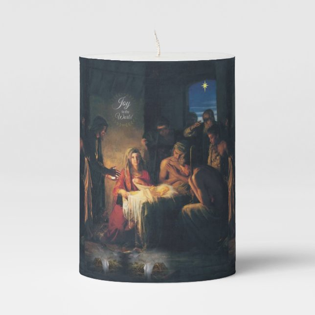 Christmas Pillar Candle, Jesus Christ Candle (Front)