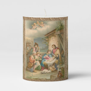 Christmas Pillar Candle, Jesus Christ Candle