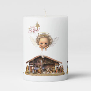 Christmas Pillar Candle, Jesus Christ Candle