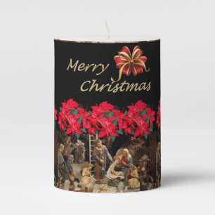 Christmas Pillar Candle, Jesus Christ Candle