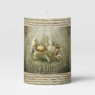 Christmas Pillar Candle, Jesus Christ Candle