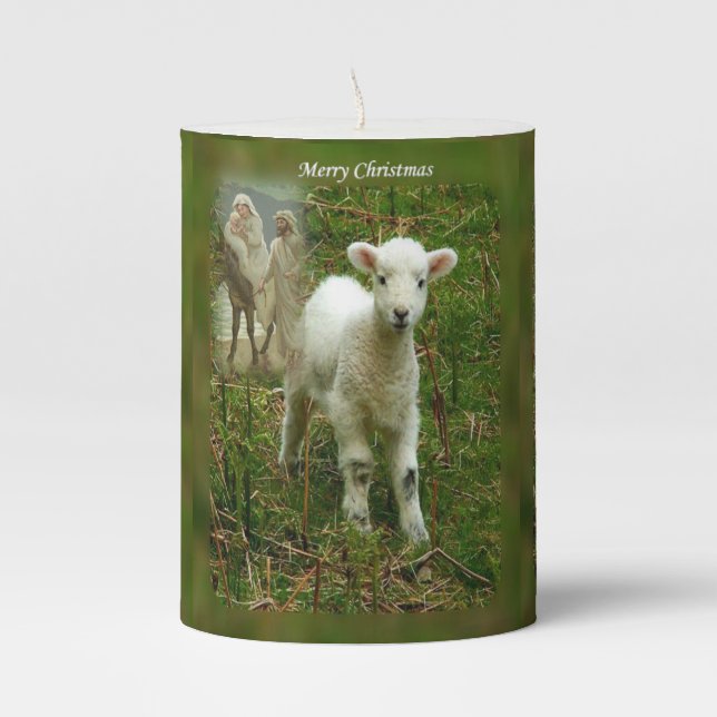 Christmas Pillar Candle, Jesus Christ Pillar Candle (Front)