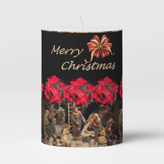 Christmas Pillar Candle, Jesus Christ Pillar Candle (Front)