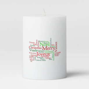 Christmas Pillar Candle, Merry Christmas Candle