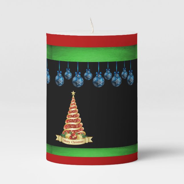 Christmas Pillar Candle, Merry Christmas Candle (Front)