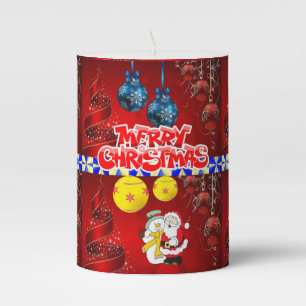 Christmas Pillar Candle, Merry Christmas Candle