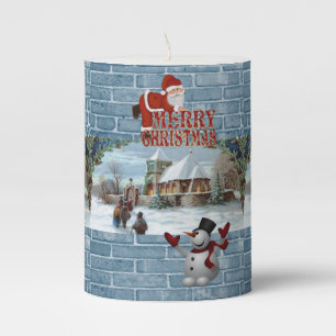 Christmas Pillar Candle, Merry Christmas Candle