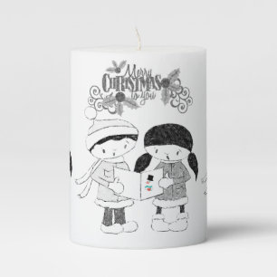 Christmas Pillar Candle, Merry Christmas Candle