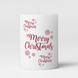 Christmas Pillar Candle, Merry Christmas Candle