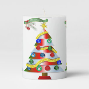 Christmas Pillar Candle, Merry Christmas Candle