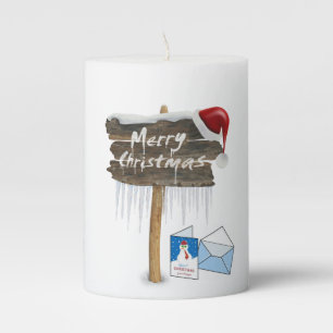 Christmas Pillar Candle, Merry Christmas Candle
