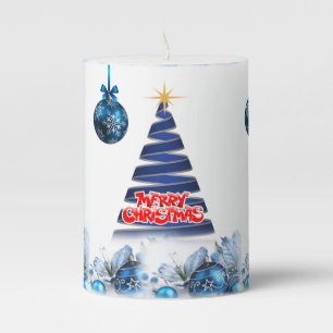 Christmas Pillar Candle, Merry Christmas Candle