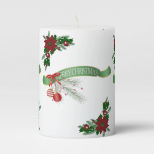Christmas Pillar Candle, Merry Christmas Candle