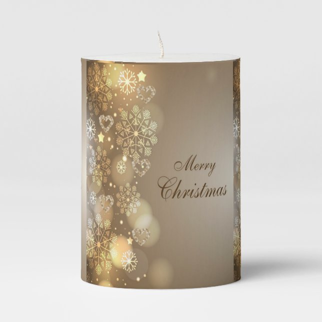 Christmas Pillar Candle, Merry Christmas Candle (Front)