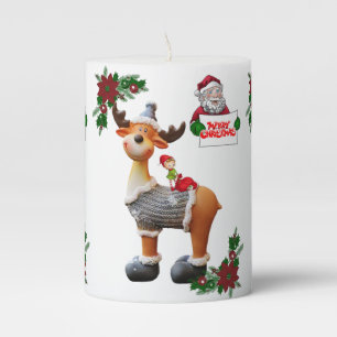 Christmas Pillar Candle, Merry Christmas Candle