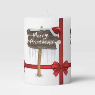 Christmas Pillar Candle, Merry Christmas Candle