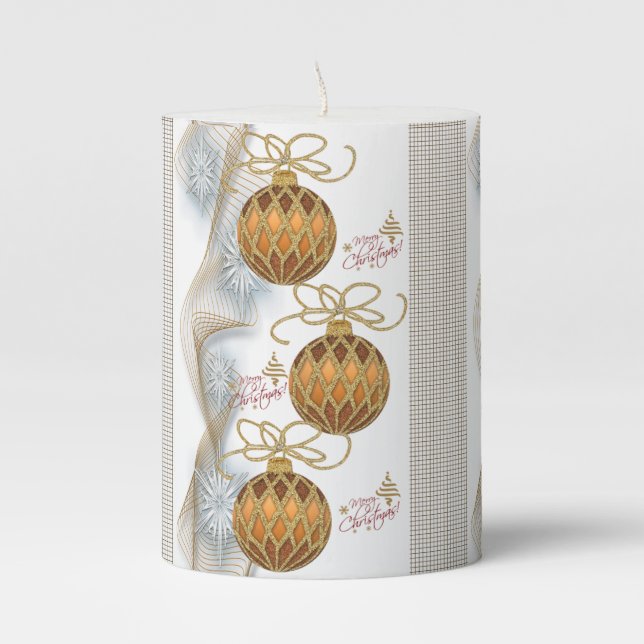 Christmas Pillar Candle, Merry Christmas Pillar Candle (Front)