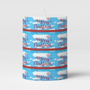 Christmas Pillar Candle, Merry Christmas Pillar Candle