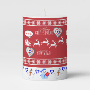 Christmas Pillar Candle, Merry Christmas Pillar Candle