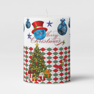 Christmas Pillar Candle, Merry Christmas Pillar Candle