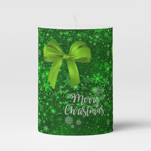 Christmas Pillar Candle, Merry Christmas Pillar Candle (Front)