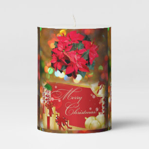 Christmas Pillar Candle, Merry Christmas Pillar Candle