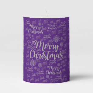 Christmas Pillar Candle, Merry Christmas Pillar Candle