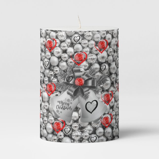 Christmas Pillar Candle, Merry Christmas Pillar Candle (Front)