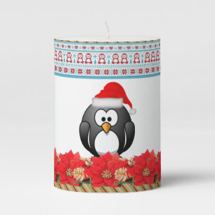 Christmas Pillar Candle, Penguin Candle