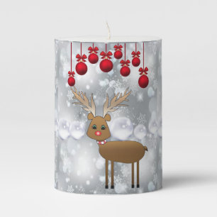 Christmas Pillar Candle, Reindeer Candle
