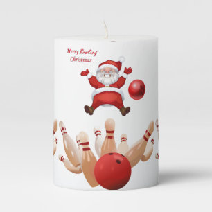 Christmas Pillar Candle, Santa Bowling Candle