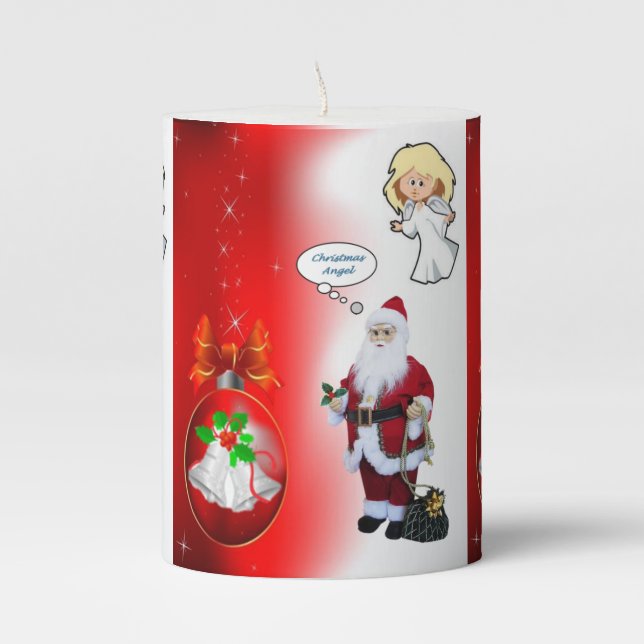 Christmas Pillar Candle, Santa Candle (Front)